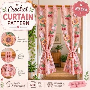Floral Crochet Curtain Pattern, Openwork Home Decor (Digital Download)