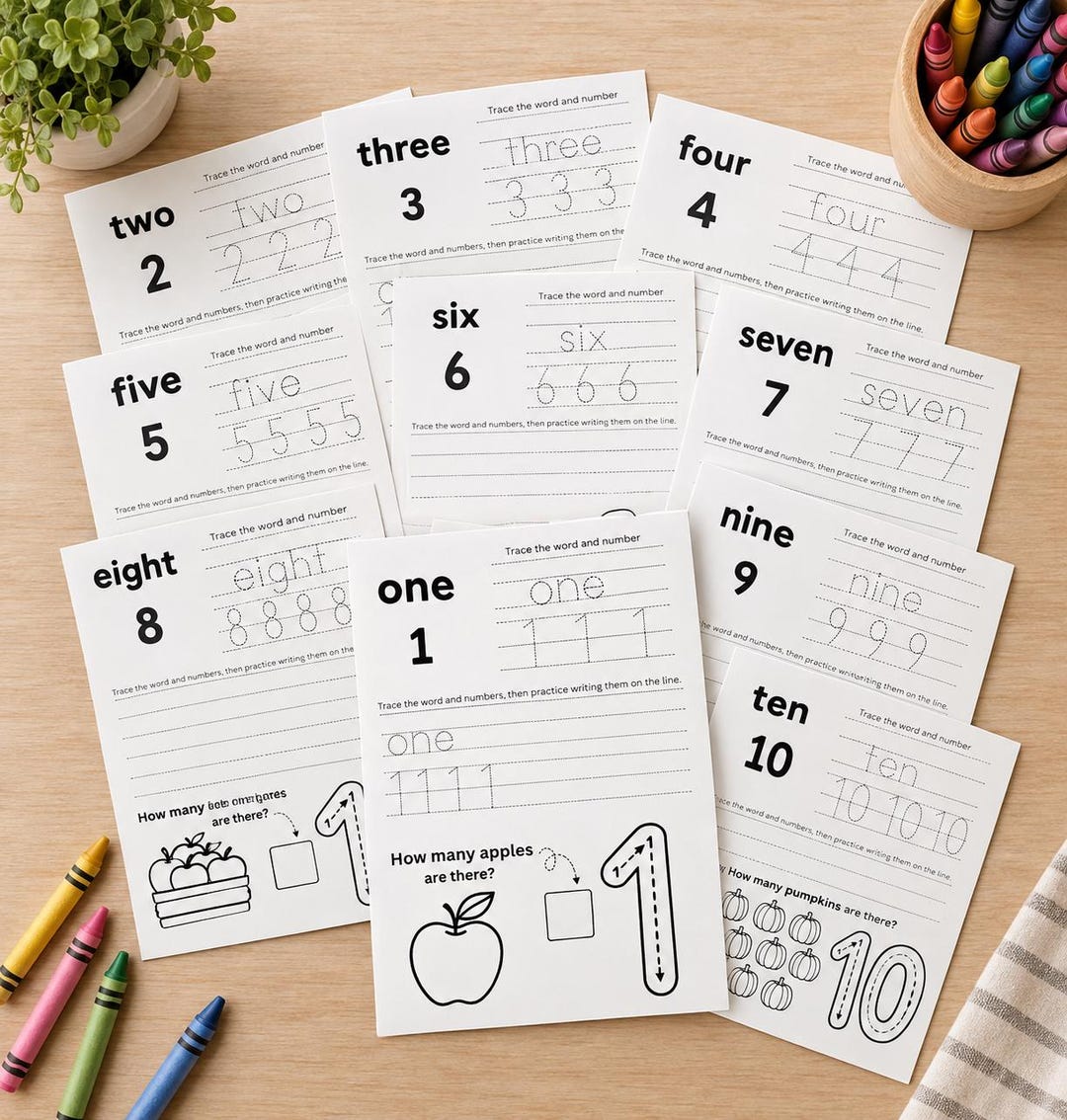 Numbr One Worksheet Printable Kids Learning Activity - Pre-k & Kindergarten - Etsy