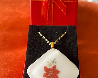 Colgante único de flor de pascua navideño hecho a mano.
