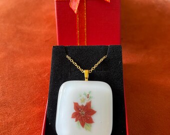 Colgante único de flor de pascua navideño hecho a mano.
