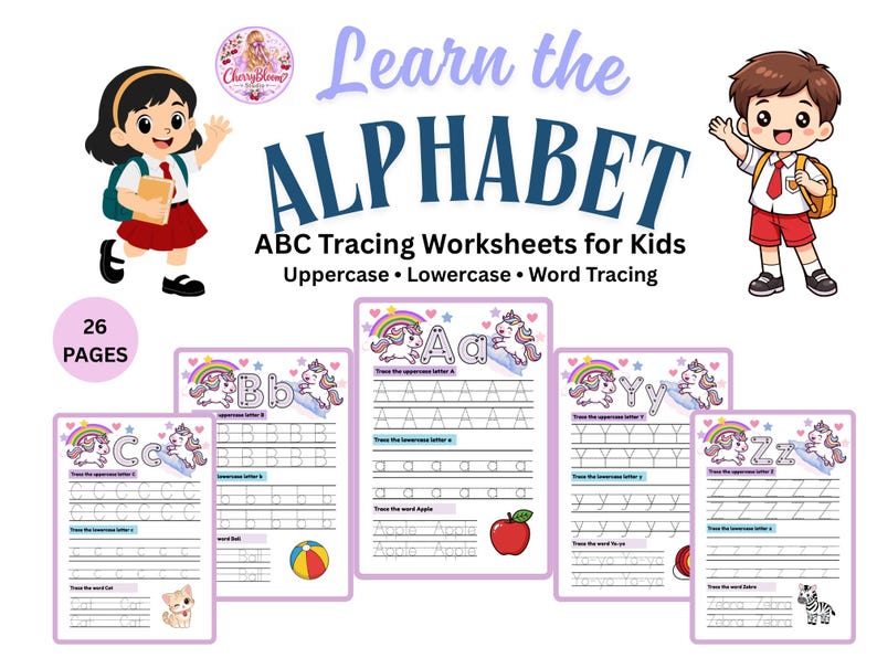 Alphabet Tracing Worksheets A-Z | Handwriting Practice (PDF) - Etsy