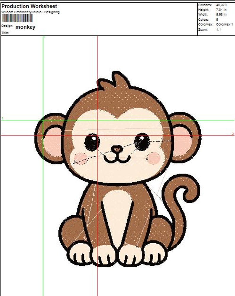 Cartoon Monkey Machine Embroidery Design, Baby Animal File (digital ...