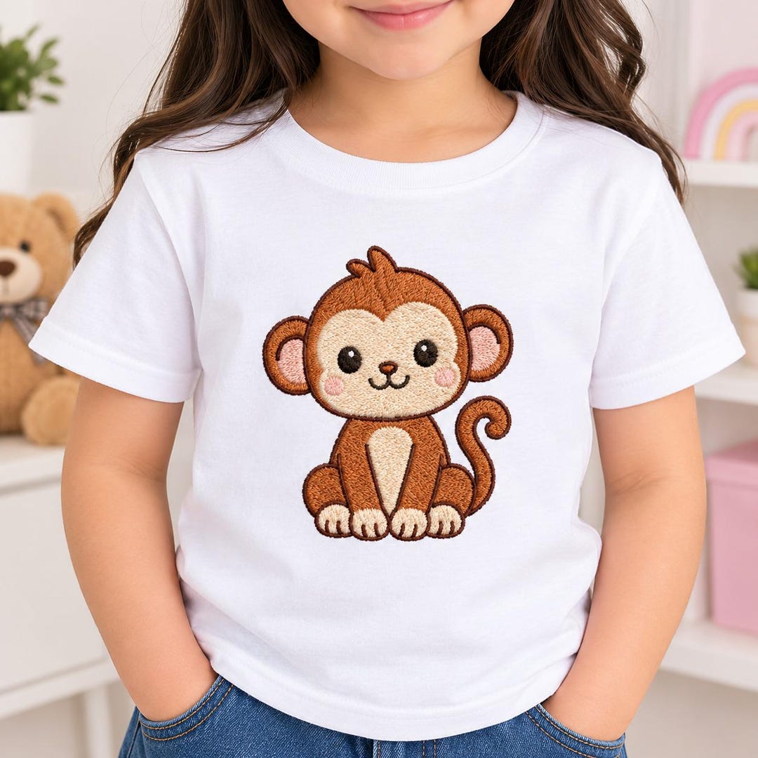 Cartoon Monkey Machine Embroidery Design, Baby Animal File (digital ...