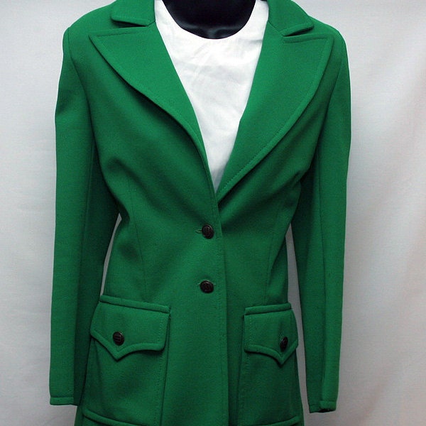 Vintage Green Jacket Women's Size Small Blazer Fitted