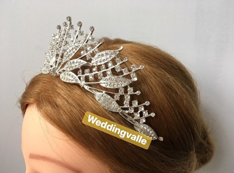 rhinestones crown bridal crown full bridal crown dimante tiara princess tiara crystals headpiece Romantic wedding bridal headpiece