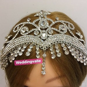 Victorian bridal headband, wedding headpiece, rhinestone crown, crystals headpiece, princess tiara, full bridal crown, prom