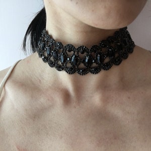 Black jewelry, black wedding choker, black diamond necklace, black bridal jewelry, costume necklace, prom necklace, statement choker