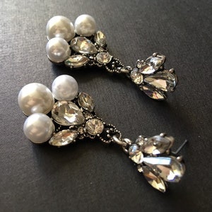 SALE Vintage earrings, dangling earrings, crystal earrings, pearl earrings, bridal jewellery, wedding jewelry, drop earrings image 6