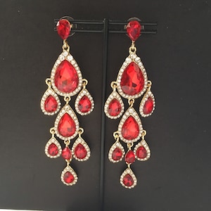 Drop bridal earrings, garnet ruby earrings, bridal jewelry, statement earrings, wedding earrings, burgundy earrings, ruby red  earrings