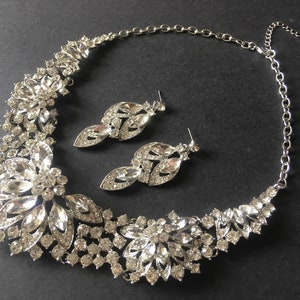 Victorian necklace, wedding necklace, rhinestone necklace, crystal jewelry set, statement necklace, bridal necklace, bridal jewelry