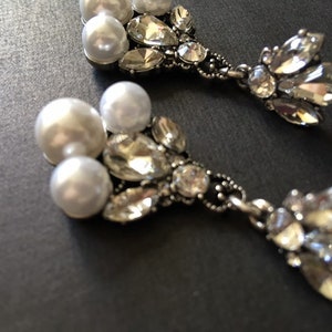 SALE Vintage earrings, dangling earrings, crystal earrings, pearl earrings, bridal jewellery, wedding jewelry, drop earrings image 4