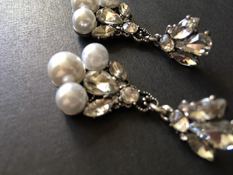 SALE Vintage earrings, dangling earrings, crystal earrings, pearl earrings, bridal jewellery, wedding jewelry, drop earrings image 4