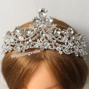 SALE - Wedding crown, bridal crown, princess bride, statement crown, rhinestone crown, crystal headpiece, silver crown, crystal wedding