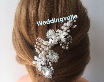 SALE - Wedding headpiece, crystal bridal hair clip, wedding headpiece, bridal hair clip, flower comb, bridal head piece, wedding hair comb