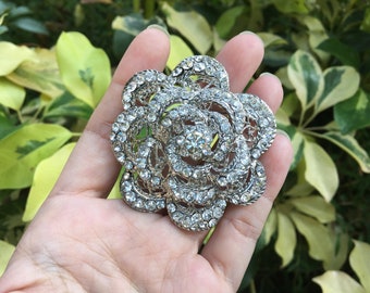 SALE - Floral brooch, rhinestones crystals brooch, wedding brooch, bridal brooch pin, prom, wedding jewelry, bridal jewelry, dress pin