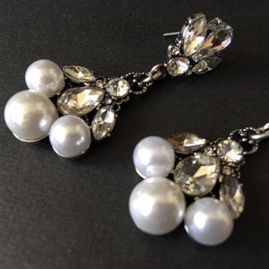 SALE Vintage earrings, dangling earrings, crystal earrings, pearl earrings, bridal jewellery, wedding jewelry, drop earrings image 5