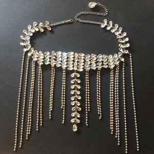 SALE - Dangly necklace, statement necklace, bridal necklace, shoulder necklace, wedding necklace, bridal jewelry, crystal necklace