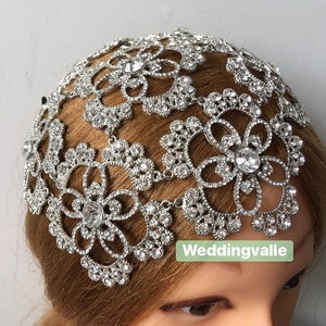 Prom hair silver, silver crystals headpiece, wedding headpiece, rhinestones headpiece, flowers headpiece, bridal hair, vintage hair vine