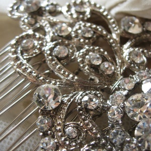 Wedding hair comb, bridal hair comb, Victorian hair comb, silver vintage hair accessory, bridal hair piece, crystal wedding, wedding hair image 6