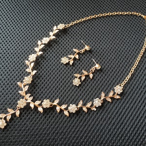 Gold wedding necklace, rhinestone necklace, crystal bridal necklace, wedding jewelry, statement necklace, wedding set, crystal wedding