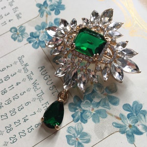 Art Deco Brosche, Vintage Brosche, Goldschmuck, Geschenk für Frau, Geschenk für Mutter, Abendkleid Brosche, Statement Schmuck, Anstecknadel