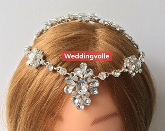 VENTE - Jolis accessoires de mariée, coiffe pendante, diadème en cristaux strass, accessoires de mariage, coiffe de mariée, déclaration