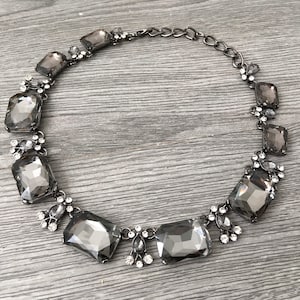Black crystal jewelry, black wedding necklace, costume jewelry, rhinestone necklace, wedding jewelry, Anna Winter necklace, dark crystal