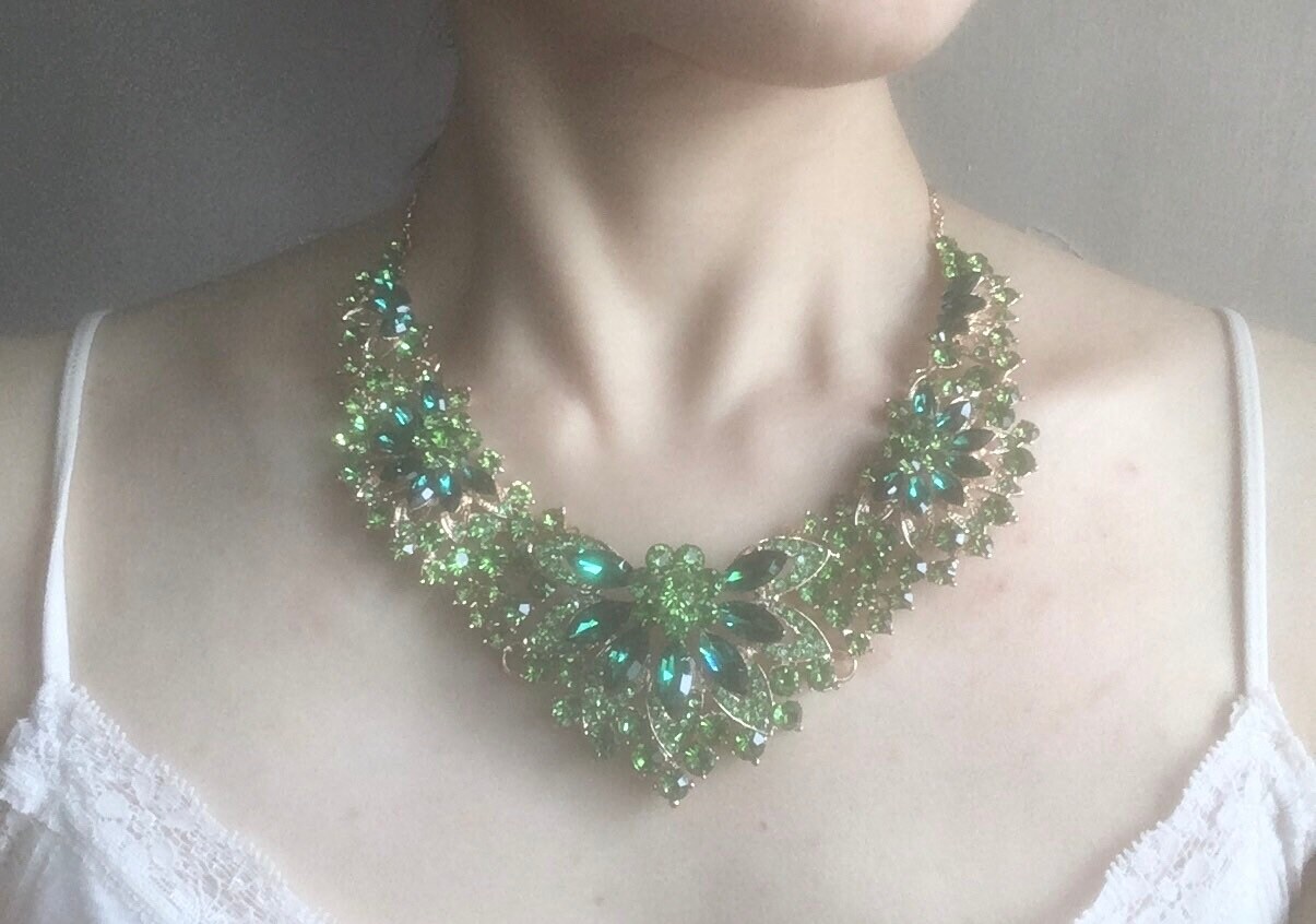 COLLANA DONNA PERLE KIARA BY CIELO VENEZIA CON CRISTALLI VERDI ,LUNGHEZZA 80Cm