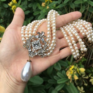 Colar de pérolas, joias de casamento, colar estilo Gatsby estilo flapper de casamento dos anos 1920, joias de noiva, noivas, colar statement, joias vitorianas
