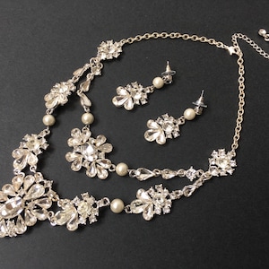 SALE - Bridal rhinestone necklace, jewelry set, bridal necklace, statement necklace, bridal jewelry, bridal jewelry, wedding set