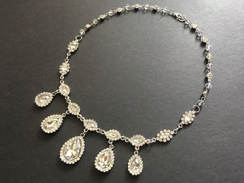 bridal necklace SALE Love teardrops wedding bridal rhinestones crystals chandelier teardrop jewelry set engaged rhinestones necklace