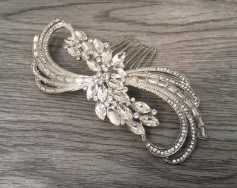 Pettine per capelli elegante, pettine per capelli da sposa, pettine per capelli da sposa in cristallo, pettine per capelli con strass deco in stile vintage, pettine per capelli con diamanti per damigelle