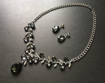 Gothic necklace, wedding necklace, wedding jewelry, bridal necklace, black necklace, wedding set, jewelry set, boho necklace