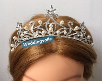 Victorian crown, bridal crown, wedding headband, statement crown, wedding crown, crystal headpiece, Art Deco hair piece, silver hair vine