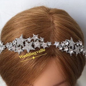 Sparkle stars headpiece, wedding bridal headband, weddjng tiara, stars headband, rhinestone crystals tiara, bridal jewelry, dimante tiara