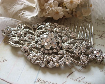 Wedding hair comb, bridal hair comb, Victorian hair comb, silver vintage hair accessory, bridal hair piece, crystal wedding, wedding hair