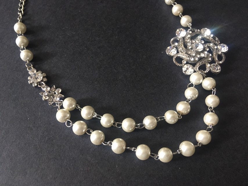 Lovely rhinestone crystals necklace wedding bridal necklace | Etsy