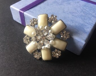 REBAJAS - Broche floral para vestido, regalo para damas de honor, broche de cristal, joyería para vestido de graduación, regalo de cumpleaños, regalo del Día de la Madre, broche para vestido de noche