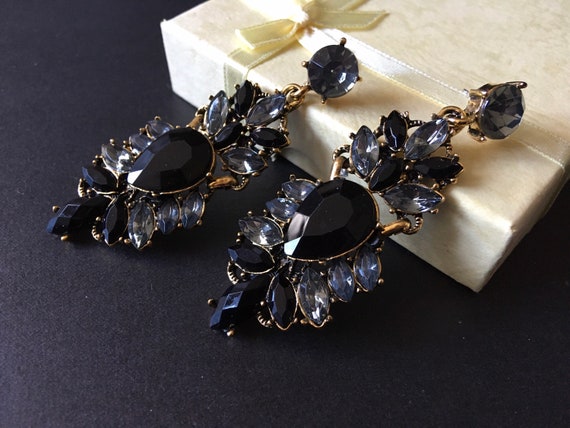 Romantic earrings gothic earrings gothic jewelry rhinestone | Etsy