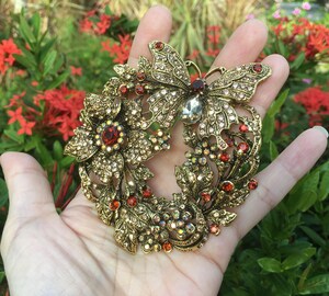 Broche Papillon Strass Cristal - Bijou Vintage Pour Femme - Ornement Vêtements, Châle Ou Sac - Cadeau Anniversaire