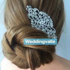 Wedding hair comb, bridal hair comb, Victorian hair comb, silver vintage hair accessory, bridal hair piece, crystal wedding, wedding hair image 2