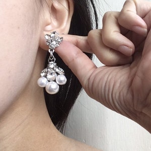 SALE Vintage earrings, dangling earrings, crystal earrings, pearl earrings, bridal jewellery, wedding jewelry, drop earrings image 7