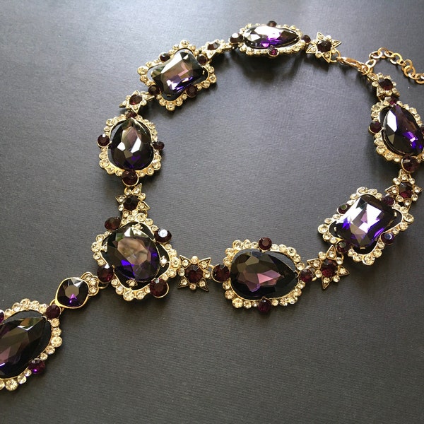 Amethyst necklace, wedding bridal necklace, wedding jewelry, bridal necklace, birthstone necklace, purple stone necklace, amethyst jewelry