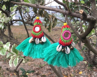 SALE - Gypsy tassels earrings, boho earrings, tassels earrings, ethnic earrings, chandelier earrings, tribal earrings, fashion earrings