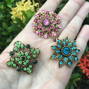 SALE - Antique brooch, crystals brooch, gift for Grandma, mother of groom gift, vintage brooch, wedding bridal jewelry, dress pin (Set 2)