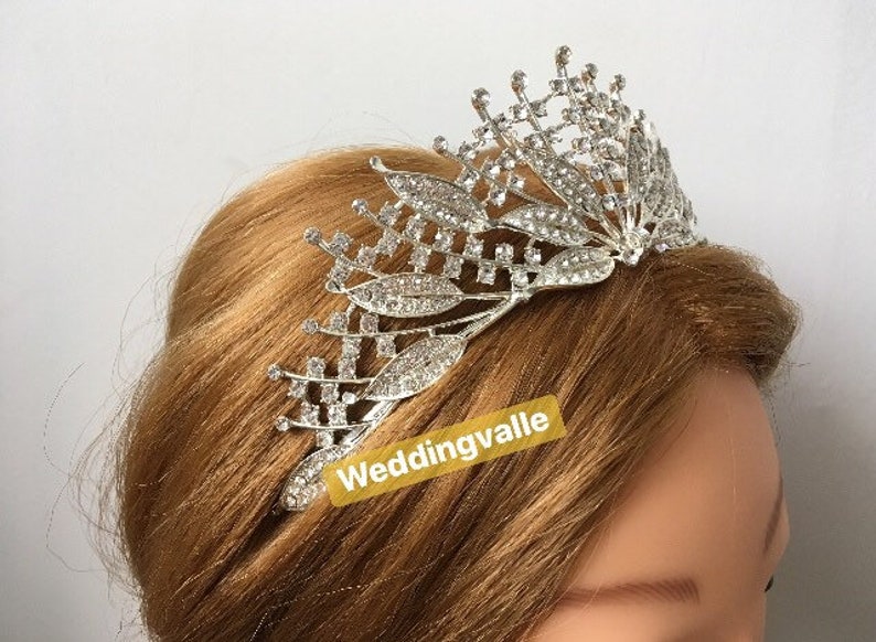 rhinestones crown bridal crown full bridal crown dimante tiara princess tiara crystals headpiece Romantic wedding bridal headpiece