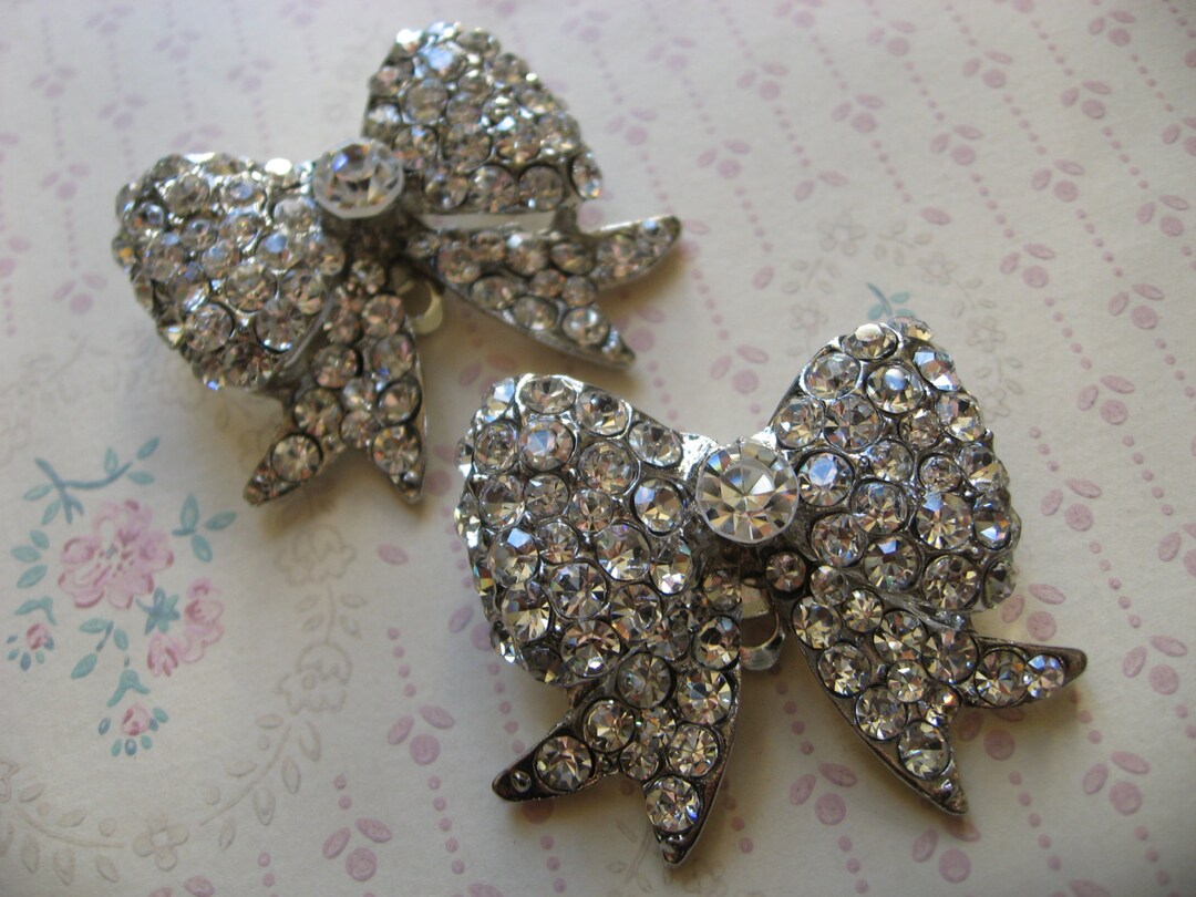Silver Heart Shaped Rhinestone Shoe Clips | Bridal Wedding Prom Jewelry Accessory For Women