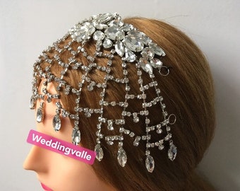 Victorian tiara, wedding bridal jewelry headband, rhinestone crystal crown, hair comb tiara, bridal headpiece, bridal tiara, dimante tiara