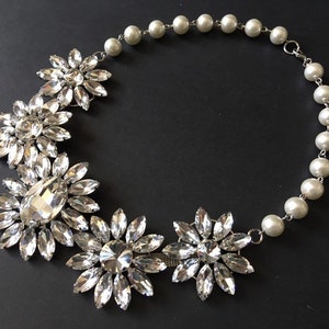 SALE - Pearl jewelry, pearl necklace, wedding necklace, wedding set, jewelry set, crystal bridal necklace, statement necklace, prom jewelry