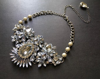 SALE - Bridal choker, wedding necklace, wedding jewelry Victorian choker, wedding gift, silver necklace, choker necklace, statement necklace